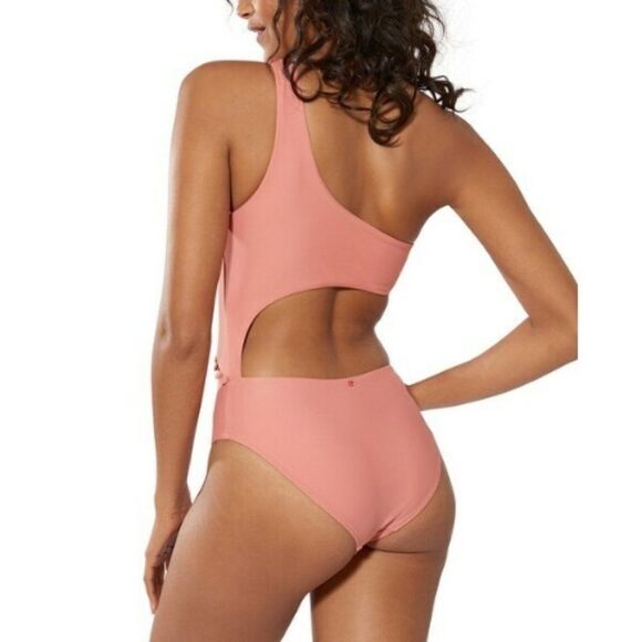 Red Carter Women's Asymmetric Maillot One Shoulder One-Piece Swimsuit Si… - Picture 3 of 12